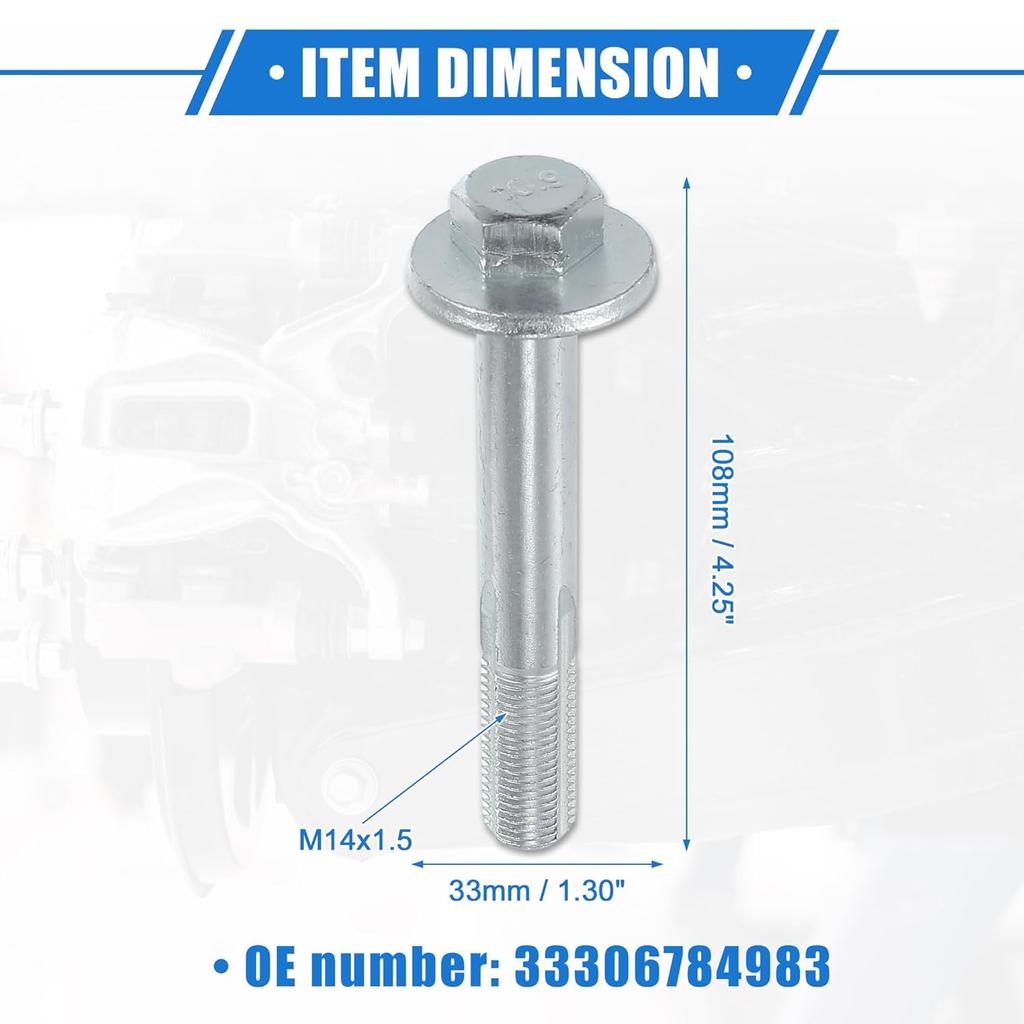 Eccentric Alignment Camber Bolt Compatible for BMW 335xi 335i 328i 328xi E90 E92, Durable Metal Silver Tone Alignment Caster Fitting Adapter