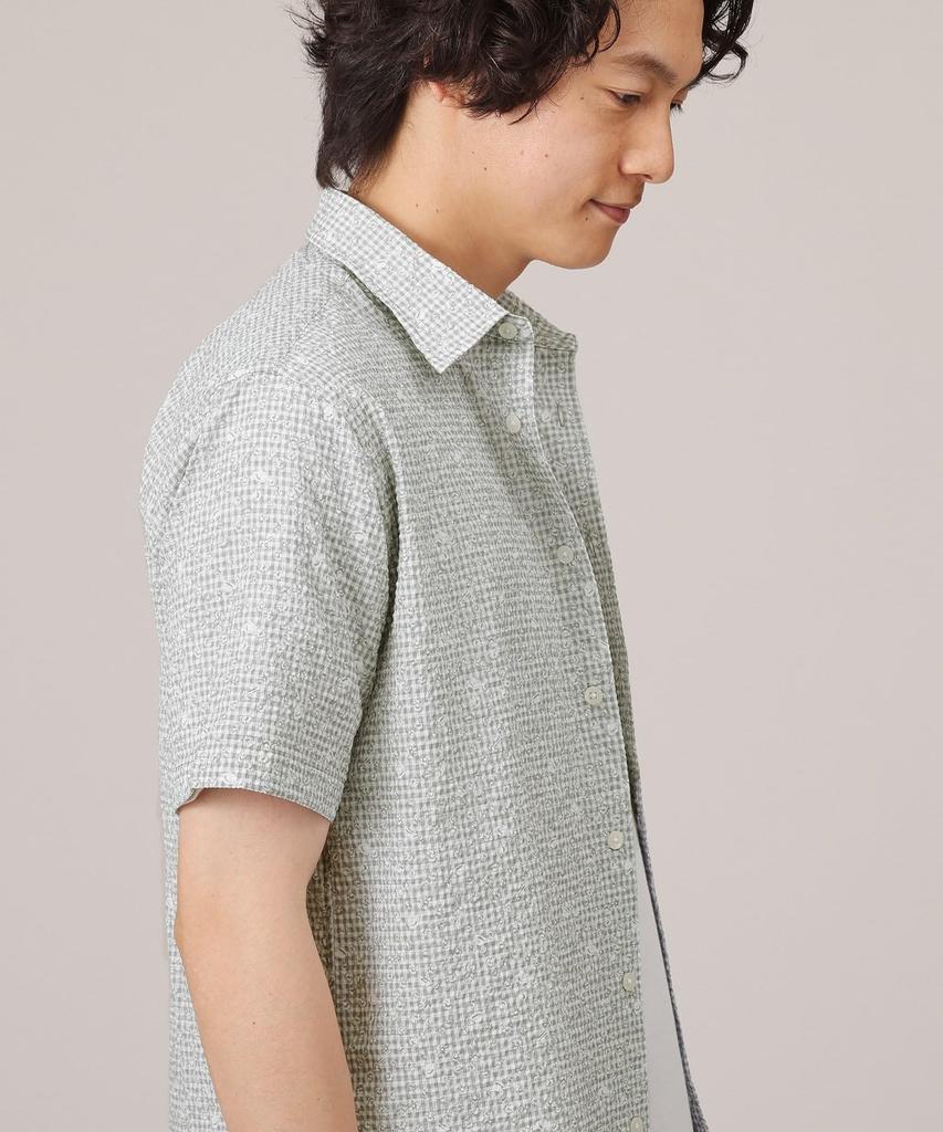 Takeo Kikuchi Men's Ripple Casual Shirt (Solid, Check, Botanical Pattern) 07081511, Red (261) 04 (LL)