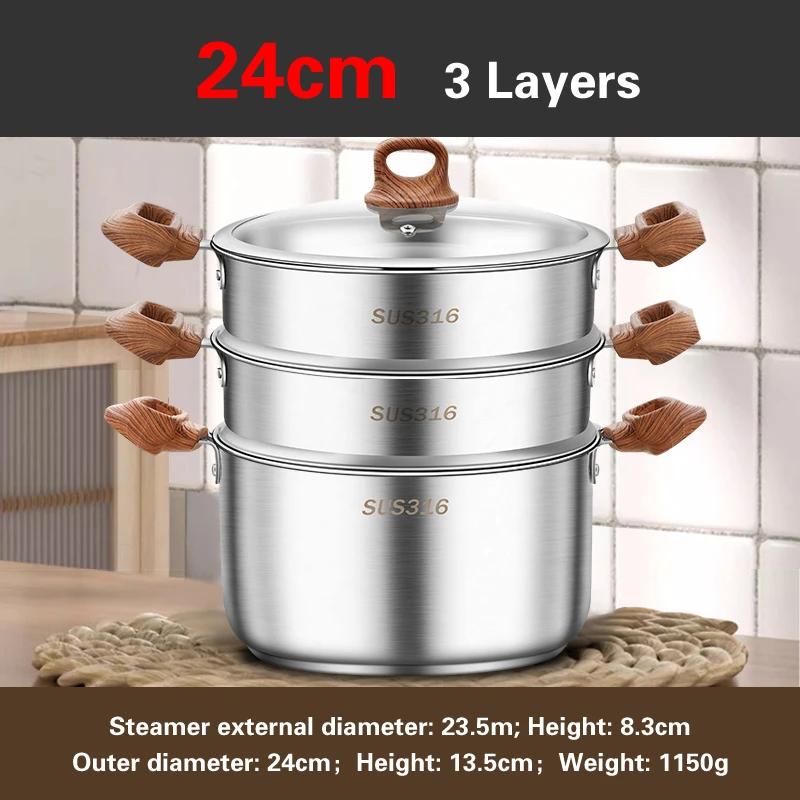 Thickened food grade 316 stainless steel pots Household gas induction cooker Special soup pot Congee cooking pots Steaming pot