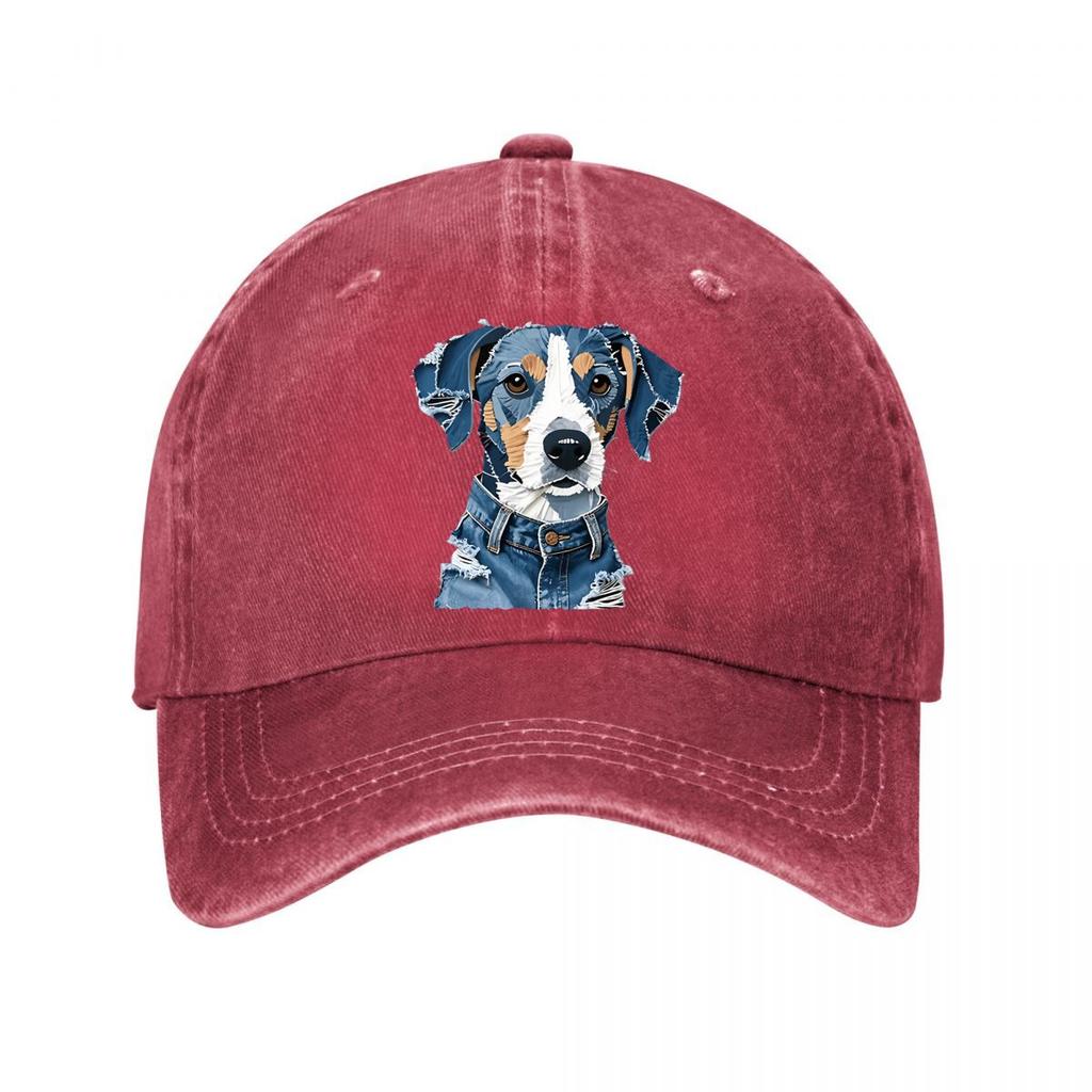 Distressed Dog Art Graphic Washed Baseball Cap Outdoor For Womens Unisex FeUnisex