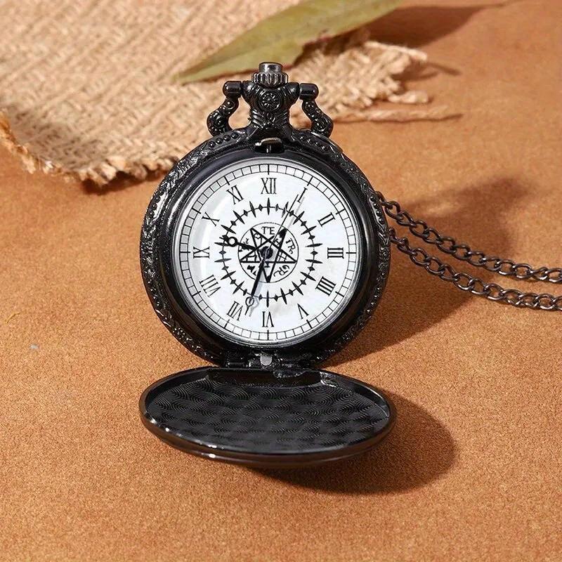 Men's Chain Black Quartz Pocket Watch + Box Gifts for Men