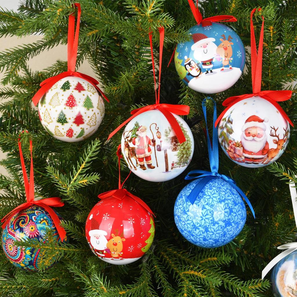Enfeites de Árvore de Natal Criativos: Bolas de Memória e Pingentes de Papel com Padrão Pintado