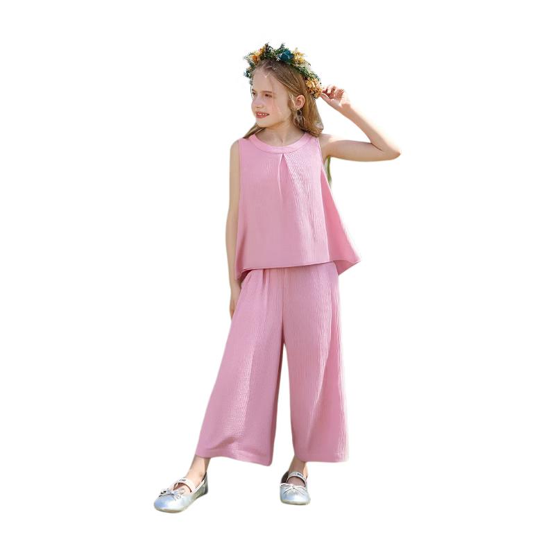ASK JUNIOR Girls  2026 Summer Sleeveless Top & Straight-Leg Pants Set 150