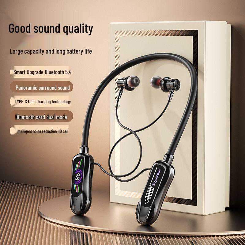 2025 Wireless Neck-Hanging Bluetooth Headset with Digital Display and Long Standby - Features Ear Monitor and K-Song Direct Functions.