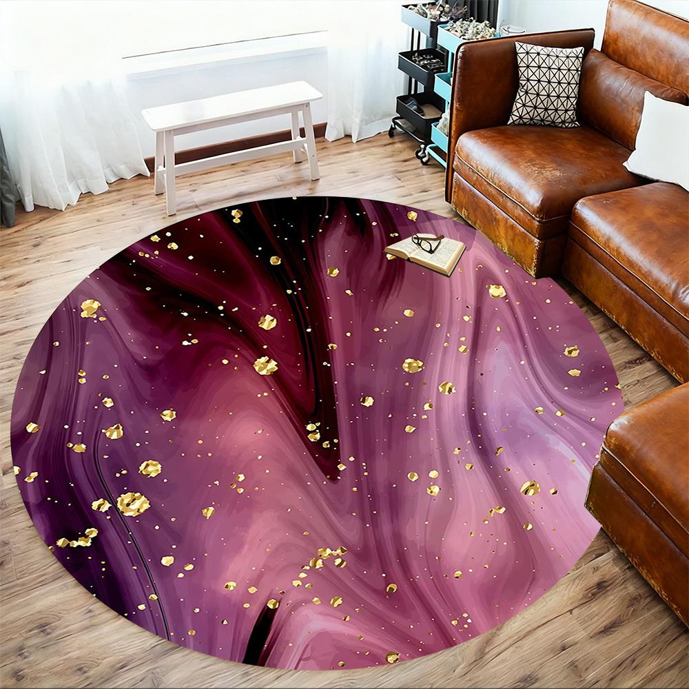 1pc Purple Marble Glitter Round Chair mat Area Rug - Non-Slip, Floor Mat for Office, Bedroom, and Indoor Decor c1125339
