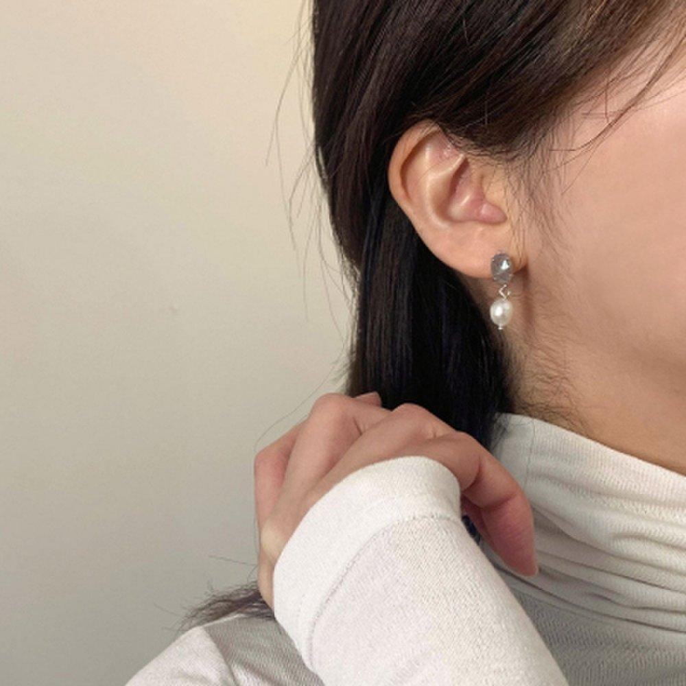 [Earrings available] Natural freshwater pearl drop gemstone earrings