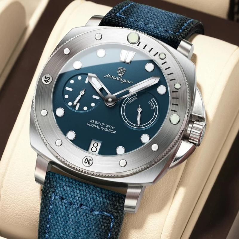 POEDAGAR High Quality Watches for Man Waterproof Luminous Date Exquisite Men Clock Nylon Leather Quartz Fashion Wristwatch