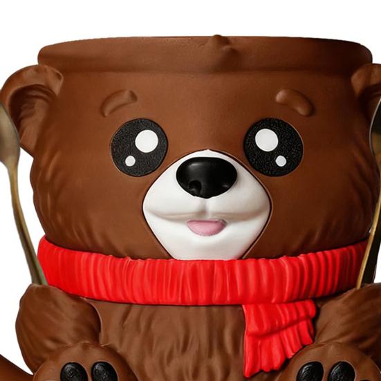 Yousheng Polar Bear Ice Cream Holder with Hidden Snack Drawer Ice Cream Cup Sleeve for 16oz Pint & Beer Can Cute Cute Ice Cream Accessory