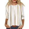 Women's Fashion Casual Round Neck Three-quarter Sleeve Gradient Print T-shirt Top