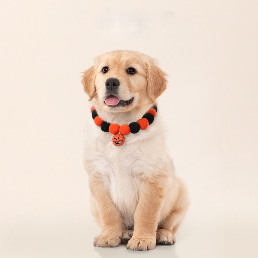 

2pcs Funny Pet Necklace with Plush Ball Cat Neck Scarf Halloween Pet Collar Puppy Kitten