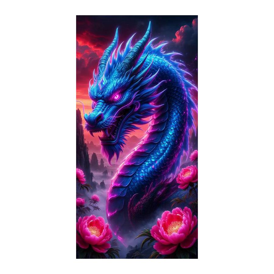 Colorful Dragons and Flowers Large Size Diamond Painting New Collection Animals Diy Full Drill Rhinestone Embroidery Mosaic Cross Stitch Kits