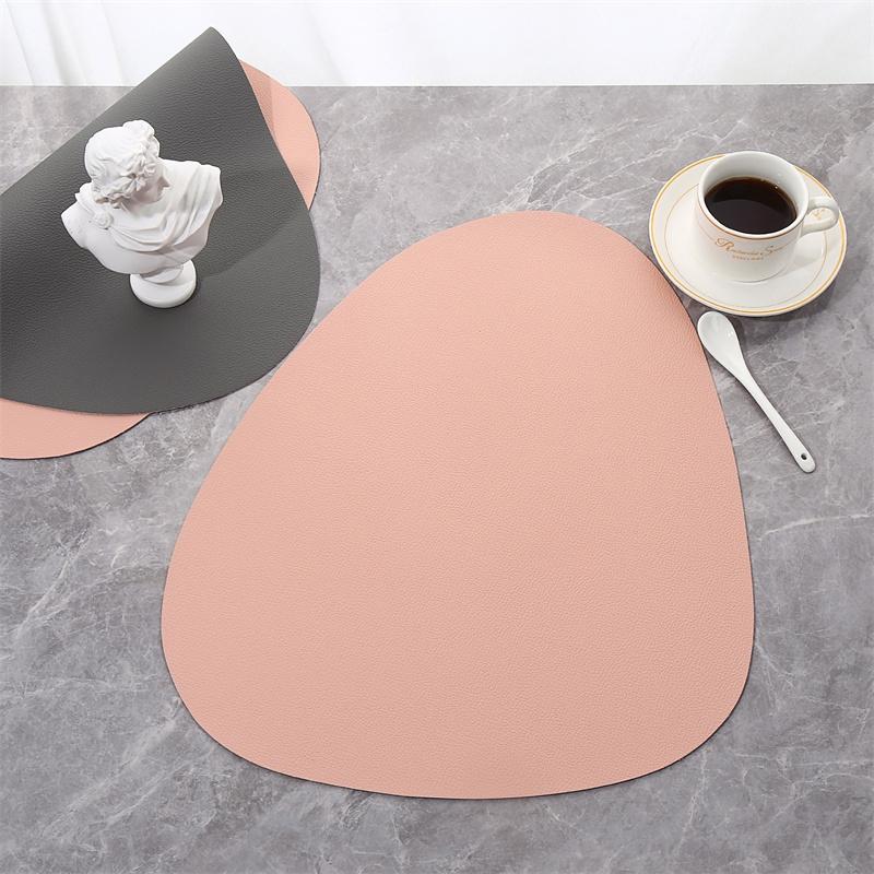 2 PCS Droplet Shape Nordic Originality Dining Table Mats Kitchen Accessories Cup Coaster Waterproof Oil Proof Leather Meal Mat