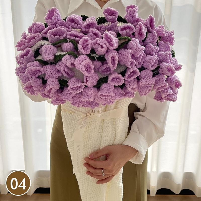 80Cm Finished Crocheted Rose Bouquet Blanket Handmade Knitted Flower Bouquet Blankets Home Decor Bed Sofa Throw Blanket Gift