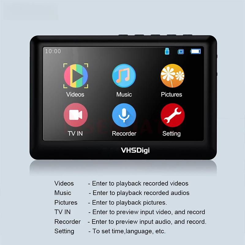4,3" AV-inspelare Video Ljud Inspelningsbox 1080P från VHS Digi Bärbar Vhs DVD Hi8 Videokamera Spelare till TF-kort USB-minne