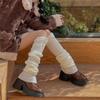 Japanese Style Solid Knit Thick Mid Calf Leg Warmers Women JK Uniform Y2K Stacked Socks Layered Leggings