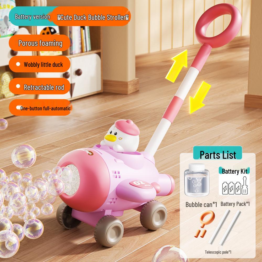 Children s Electric Bubble Duck Cart Toy with Lights