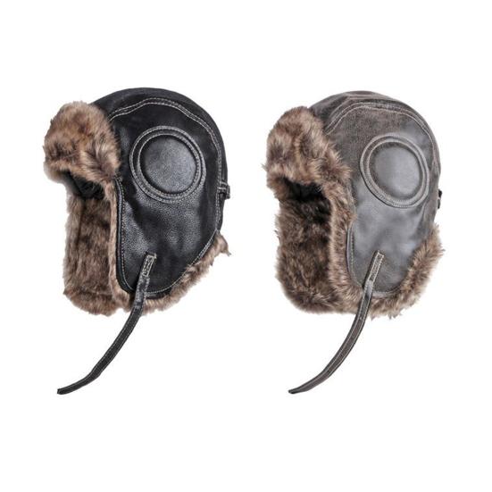 Men Winter Lei Feng Hat Thickened Plush Ear Protection Fuzzy Faux Fur Windoroof Waterproof Heat Retention Outdoor Skiing Skating Snowboarding Hataily