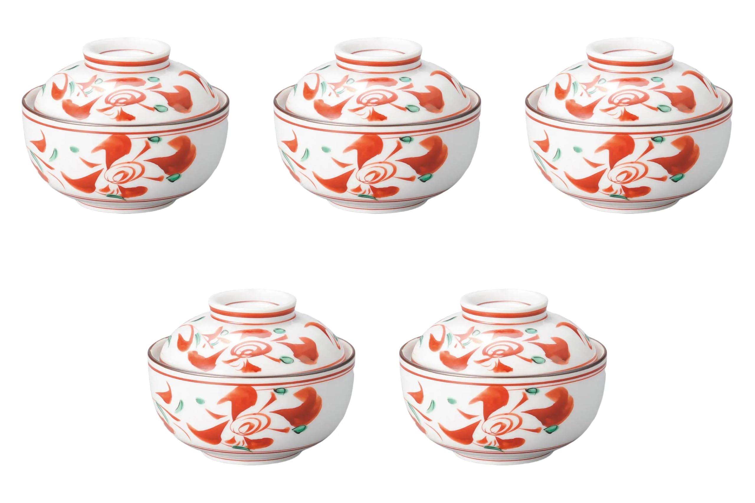 

Set of 5 Manreki Small Simmered Bowls x Simmered Bowls Setomonohonpo Red-painted [9.8 8.2 cm]