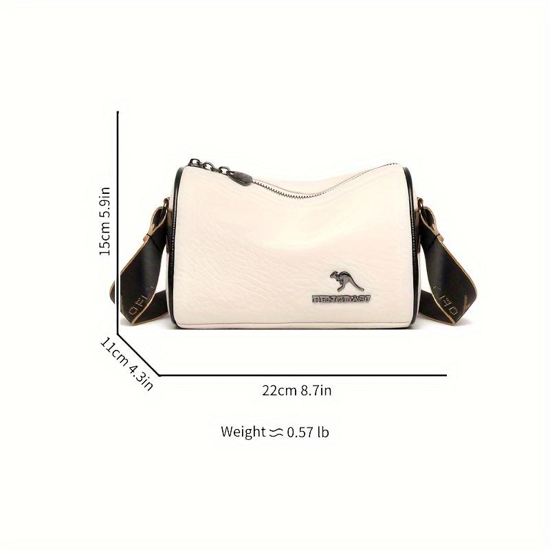 Elegancka torebka typu crossbody ze sztucznej skóry, miękka torebka na ramię z szerokim paskiem, damska mini torebka na telefon zapinana na zamek błyskawiczny