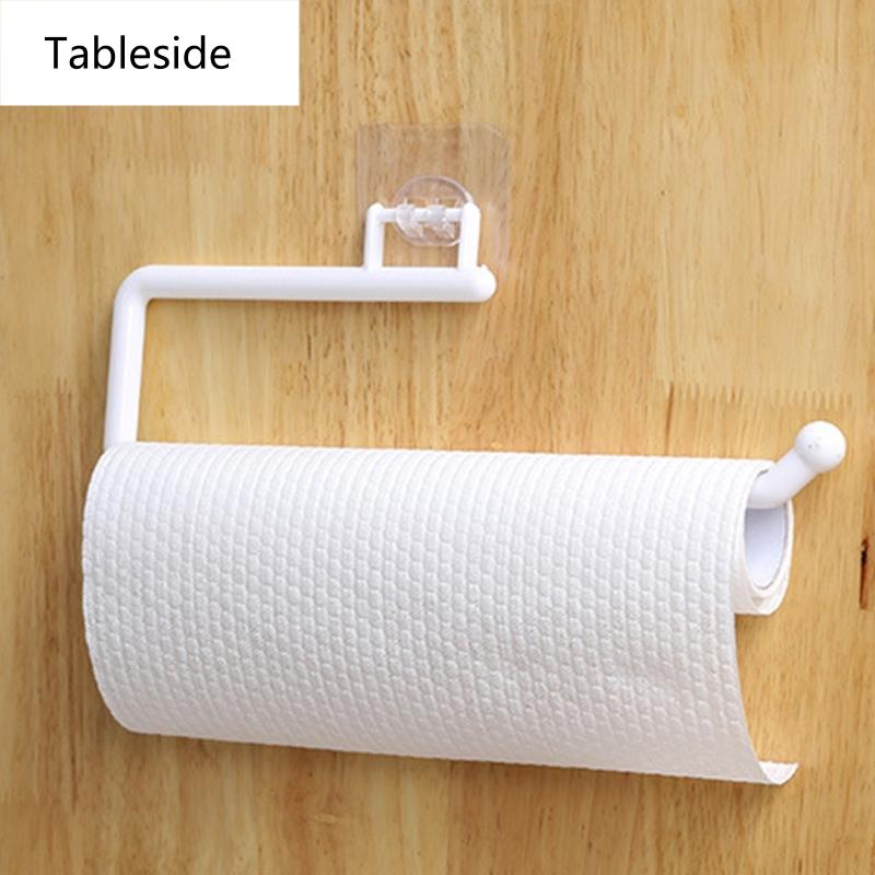 Toilet Paper Holder Wall Mounted Tissue Roll Dispenser Under Cabinets Plastic Wrap Holder Towel Hanger Waterproof