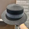 Ethnic style straw hat women's summer fashion retro travel beach seaside vacation style straw woven Panama flat hat