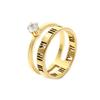 Stainless Steel Jewelry Cut Hollow Roman Numeral Inlaid Diamond Ring High-End Titanium Steel Ring Three-Piece Set