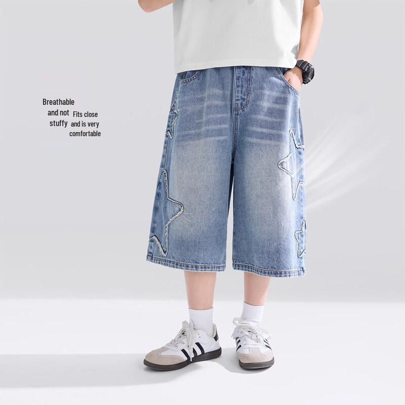 Boy s Soft Retro Washed Denim Cropped Pants 160
