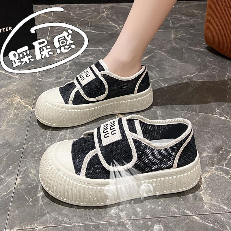 Pregnant women sports shoes spring Velcro wide fat feet outer wear canvas shoes soft baseplate shoes