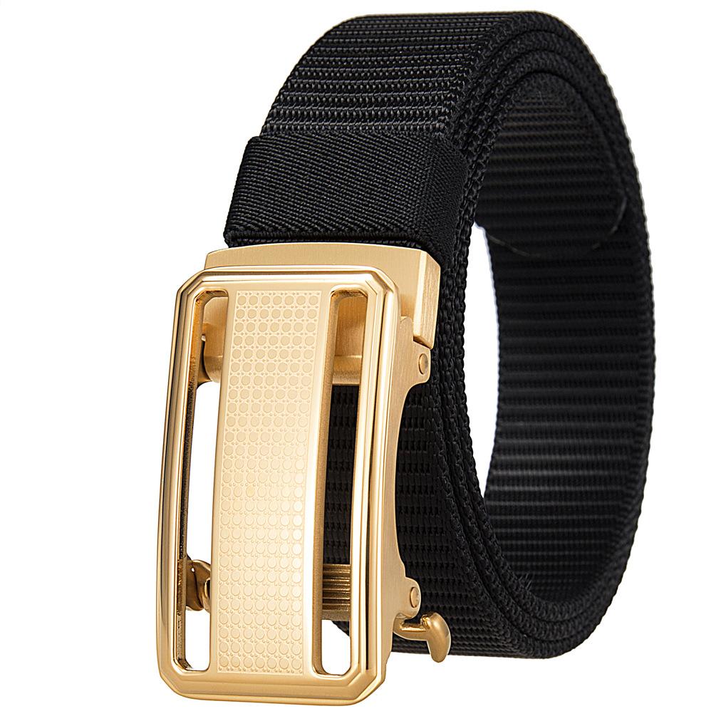 1Pcs Fashion Nylon Braided Belt Men, Button Head Front Switch Toothless Stainless Steel Buckle 3.5Cmly36-61931-3