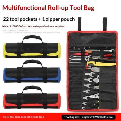 22 Taschen Oxford Canvas Werkzeugrolle Wasserdichte Faltbare Schraubenschlüssel Aufbewahrungstasche Tragbarer Handwerkzeuge Organizer