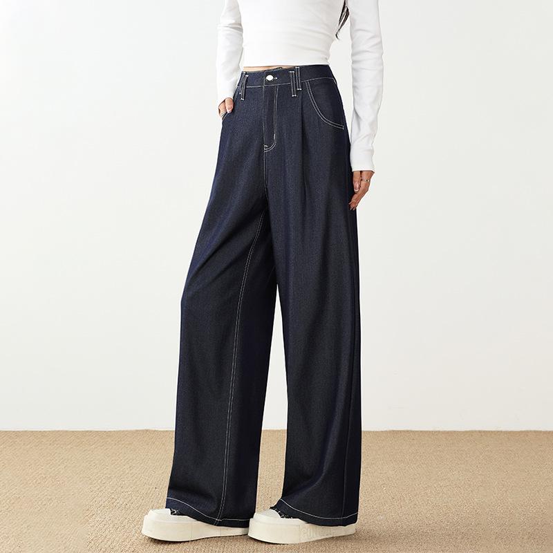 

Saidi Denim Blue Women s High Waist Ice Silk Straight-Leg Jeans, 2026 Spring/Autumn Collection S синий/джинсовый