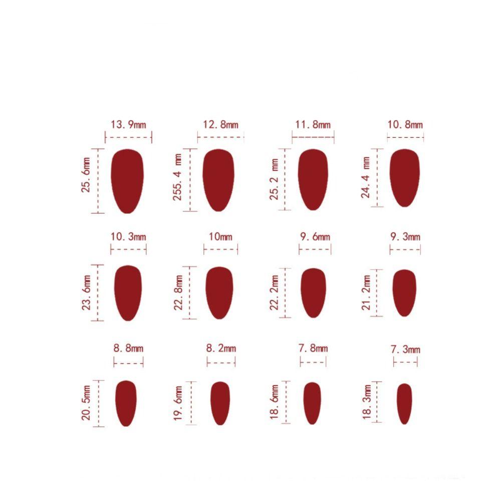 Manicure Long Almond False Nails Red French Fake Nials Cat Eye Detachable Nail Tips DIY