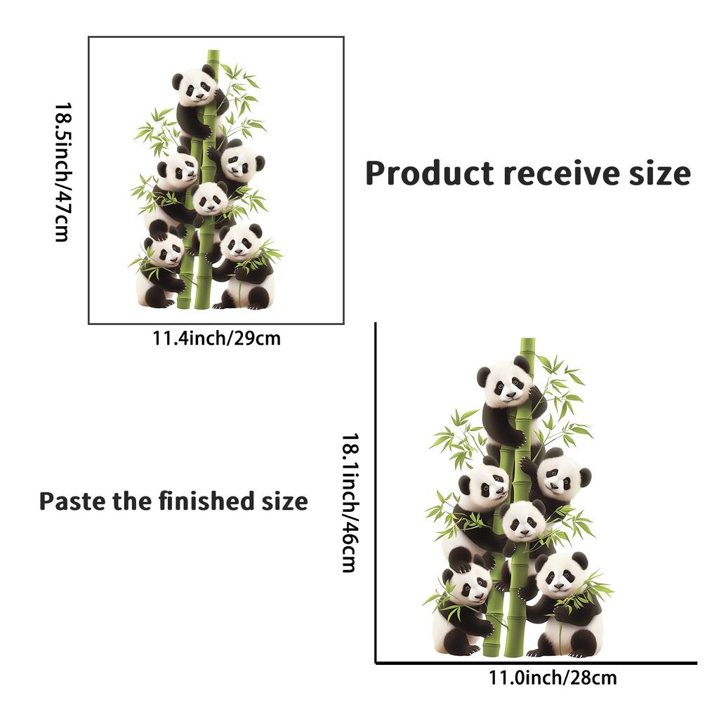 Cute Panda with Bamboo Wall Stickers for Home Decor Living Room Bedroom Wall Decals