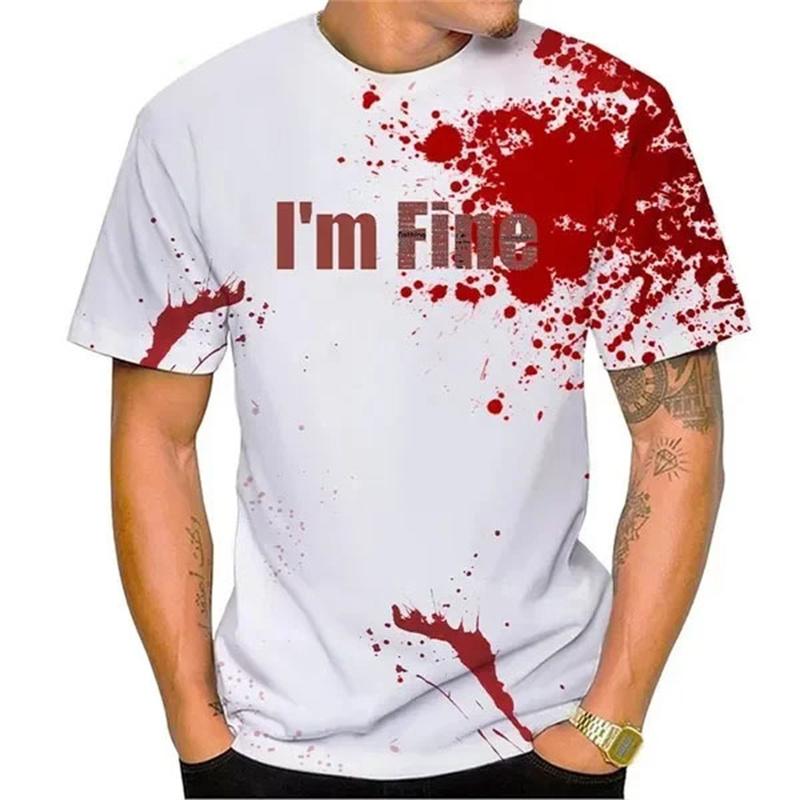 3D Printed Funny Halloween T Shirt Men Bloodstain Pattern Tees Summer Fashion Unisex Casual Horror Bloody Short Sleeve T-Shirts