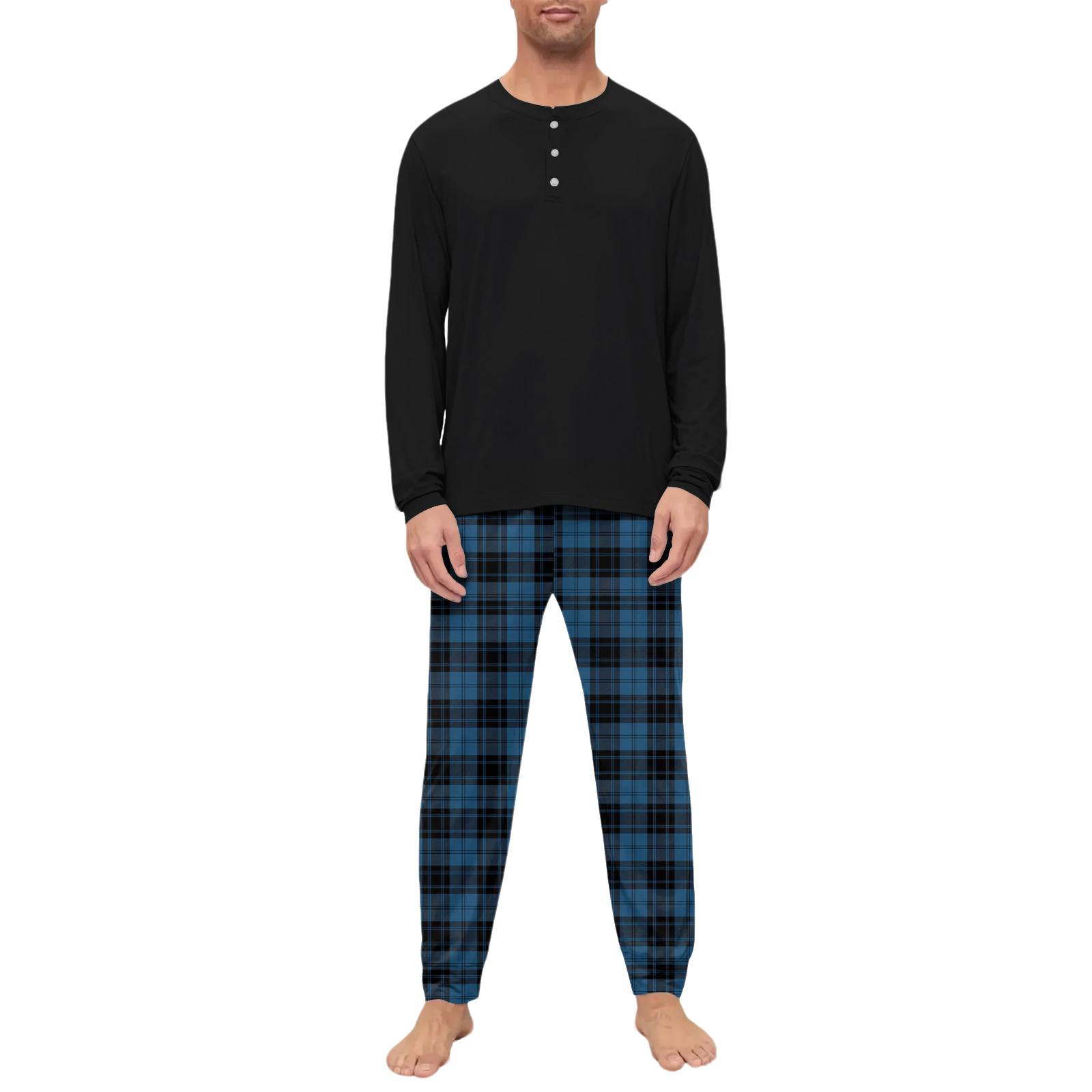 

Мужской пижамный комплект, с длинным рукавом и длинными брюками, двухпредметный комплект XXL синий