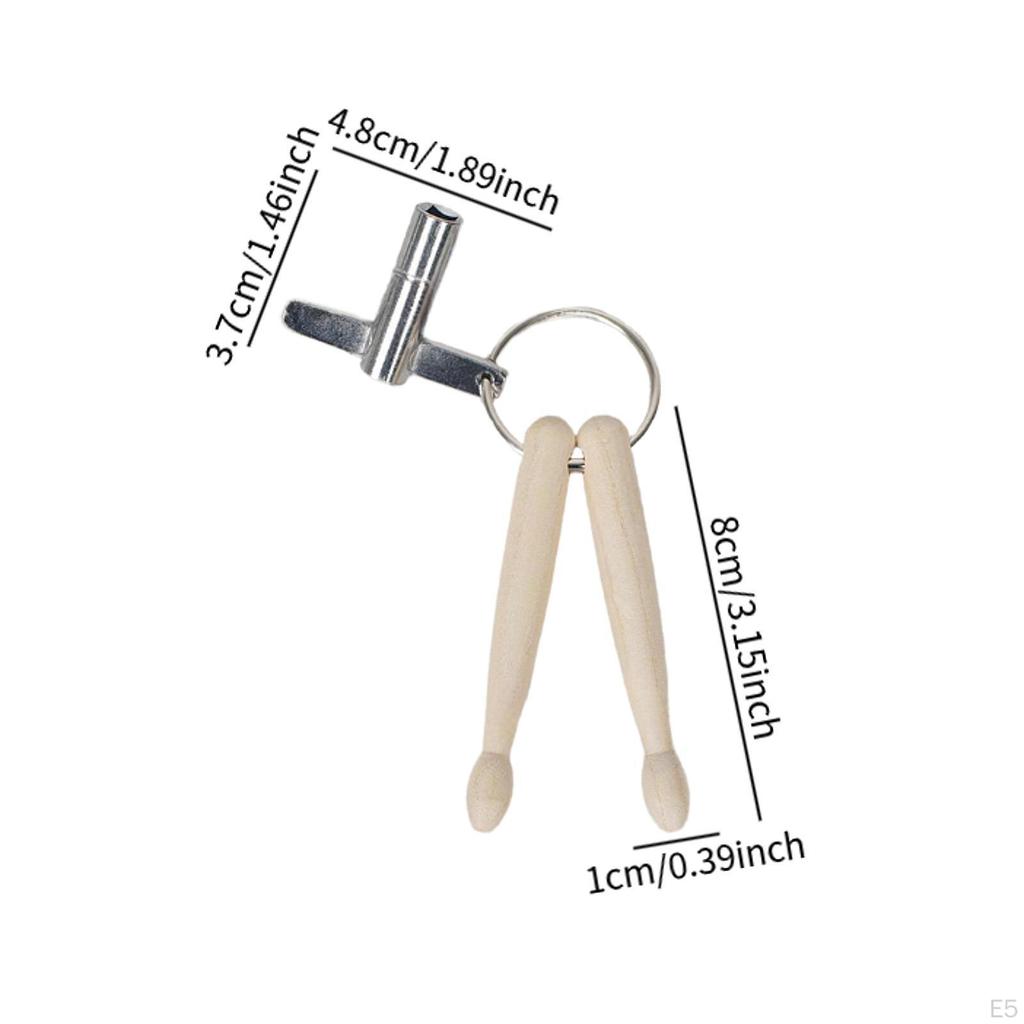 Mini Drumstick Keychain Musical Instrument Toy Compact Percussion Maintenance Tool with Drum Key for