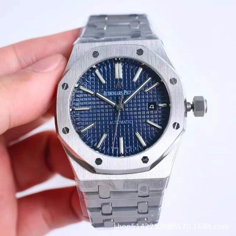 Velký ciferník Plně automatické hodinky Továrna Royal Oak Pánské nerezové hodinky s kalendářem Svítící ručičky Nerezová ocel
