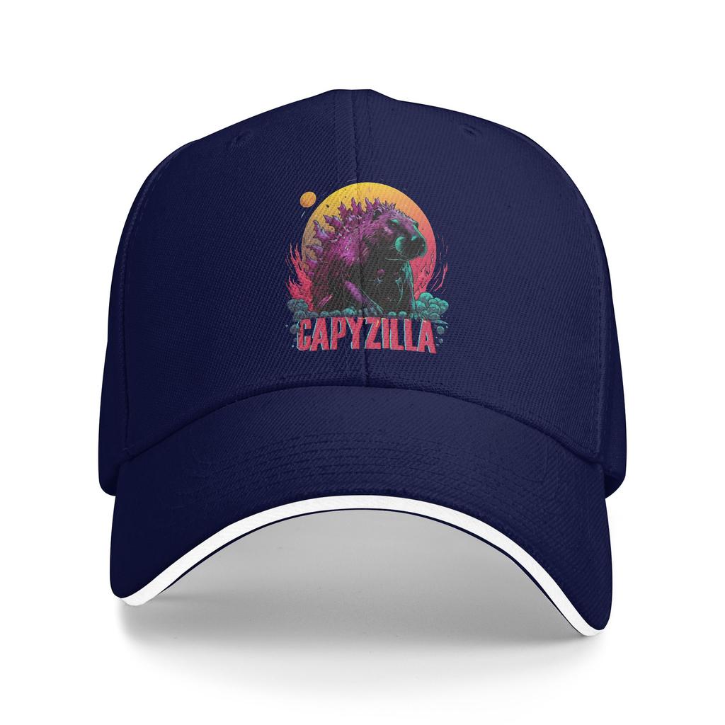 Capyzilla Capybara Baseball Cap Y2k Retro Men Adult Trucker Hat Breathable Custom Logo Running Hippie Snapback Cap