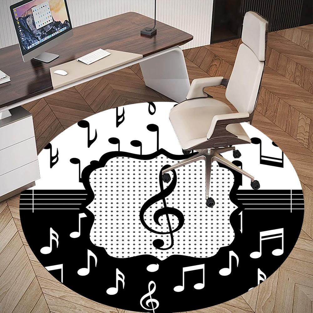 1 szt. nuty muzyczne Okrągły dywanik na krzesło Dywanik obszarowy - Antypoślizgowy, Mata podłogowa do biura, sypialni i dekoracji wnętrz c1125252