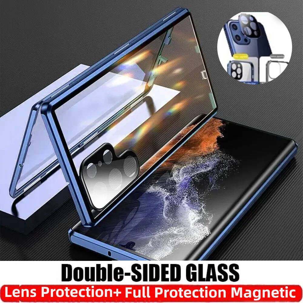 Magnetic Case for OnePlus ACE 2/ 3/ 5 Pro/ 3V with Metal Frame Phone Bumpers Double Sided Tempered-Glass Full Lens Protection Cover