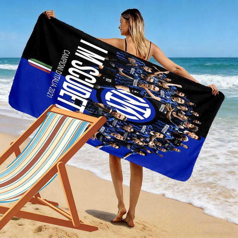 Asciugamano da Spiaggia Stampa Milan Football Club, Asciugamano Grande Morbido Asciugatura Rapida per Spiaggia Campeggio Nuoto