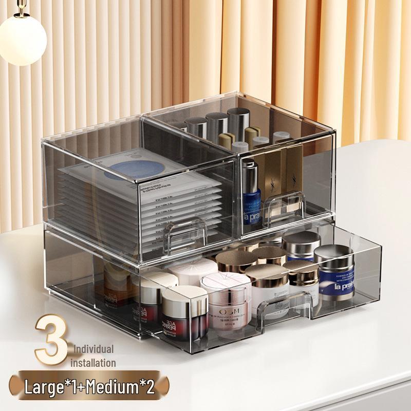 Transparent Stackable Makeup Storage Box for Lipstick, Mask & Skincare