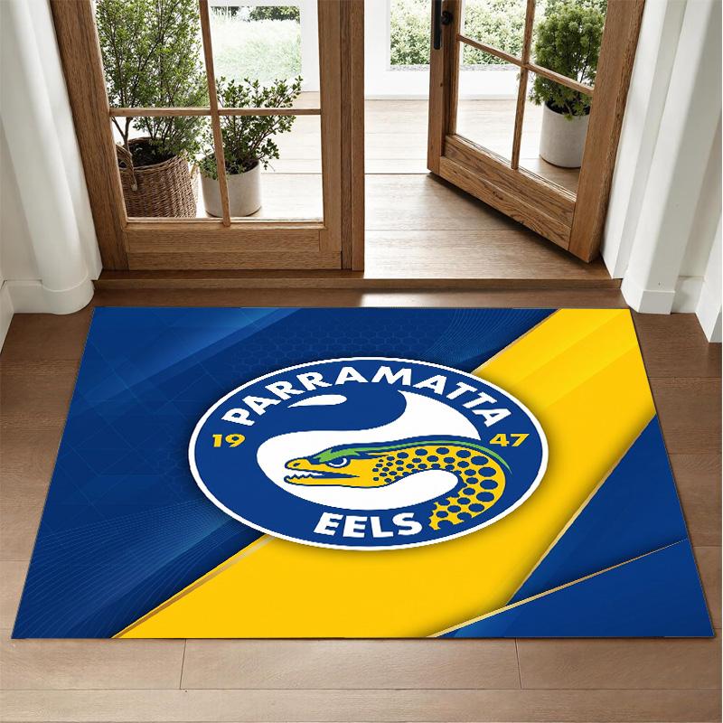 Parramatta Eels Design Crystal Velvet Rug Soft Decorative Mat for Bedroom Entrance