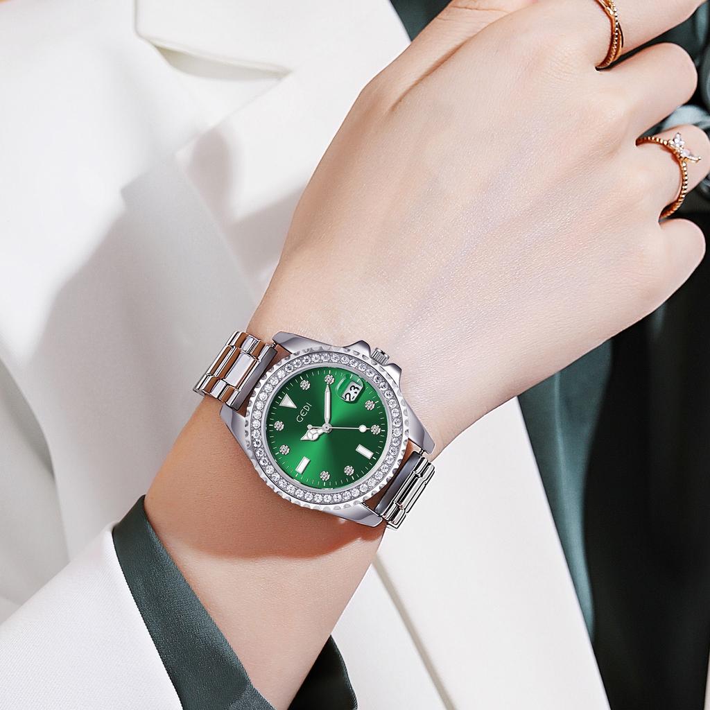 Light Luxury Retro Women'S Watch With Diamond Belt Calendar Steel Belt Watch Waterproof Quartz Watch