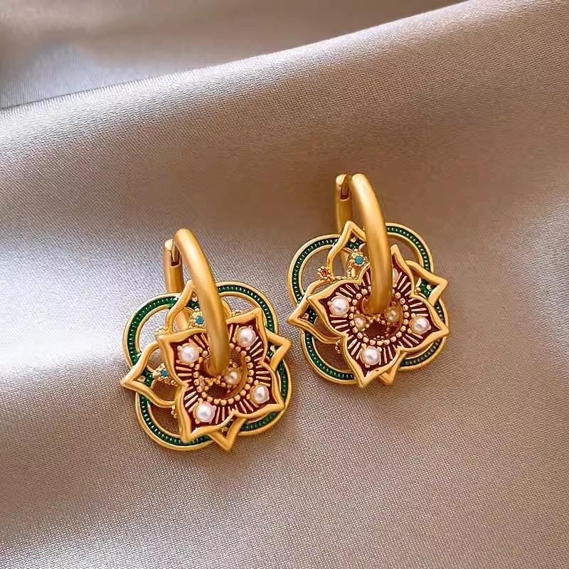 Modern Boho Jewelry Elegant Temperament Color Flower Drop Earrings For Women Female Gifts Delicate Design Ear Accessories
