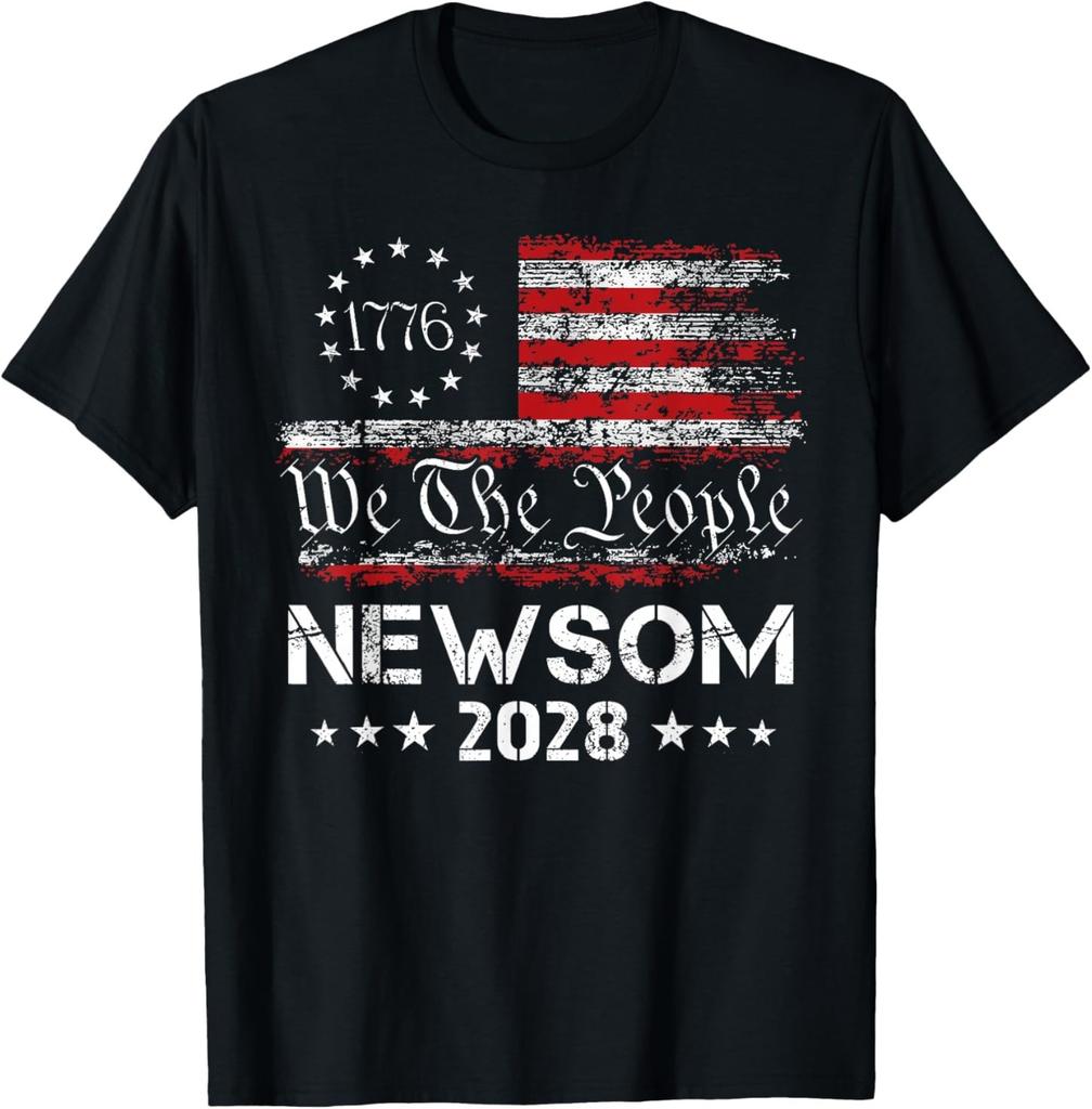 2028 Gavin Newsom Democracy President Election US Flag T-Shirt
