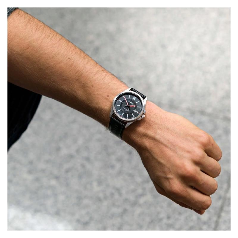 Casio STANDARD Series 50 Meters Waterproof Quartz Leather Strap Unisex Black Dial MTP-E700L-1EVDF