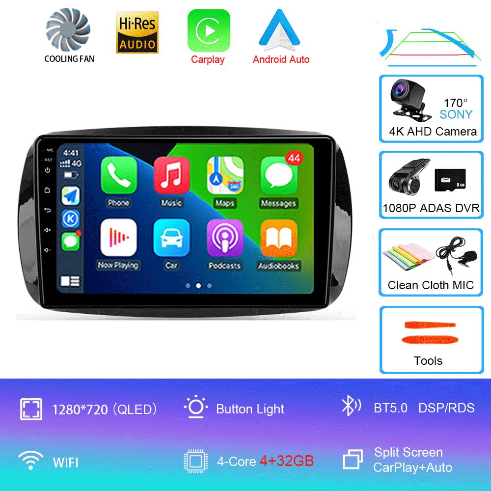 Car Radio Android 14 Carplay For Mercedes Benz Smart 453 Fortwo 2014 2015 2016 -2020 Multimedia Player Navigation GPS Stereo DSP