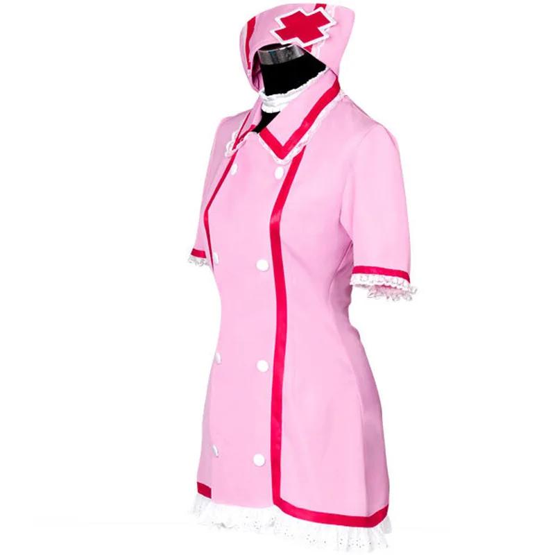 Anime Vocaloid Cosplay Růžové zdravotnické šaty Dámská uniforma s kloboukem Ponožky Halloweenské párty kostýmy
