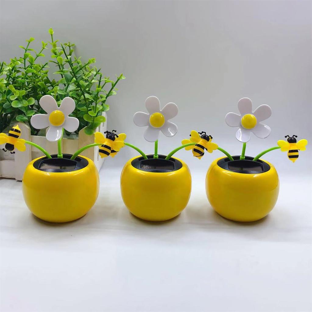 Solar Automatic Swing Sun Flower, Car Balcony Decoration, Bee Car Interior Decor